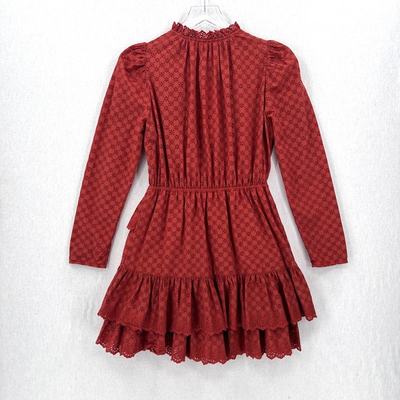 ULLA JOHNSON Dress Womens 2 Umber Red Josette Broderie Anglaise Eyelet Cotton - Picture 6 of 16